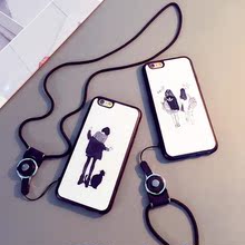 日韩iphone6手机壳4.7挂脖绳防摔6s苹果6plus硅胶保护套6p外壳软