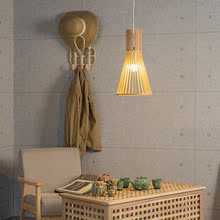 创意木质吊灯简约韩式木艺灯具北欧餐厅吧台实木吊灯客厅卧室吊灯