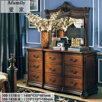 Afamily 美式实木梳妆台书桌两用卧室化妆台储物桌子妆镜_250x250.jpg