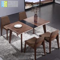 哥凡特餐桌现代小户型可伸缩餐桌椅组合胡桃木色长方形实木餐桌椅_250x250.jpg