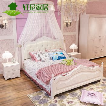 韩式床田园床双人床实木床公主床1.5米1.8米欧式白色婚床储物高箱