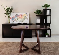 新品时尚创意胡桃木圆形4人餐桌椅组合小户型客厅休闲咖啡桌饭台_250x250.jpg
