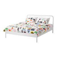 重庆宜家IKEA正品 奈斯顿 双人床架钢架双人床成人床 白色_250x250.jpg