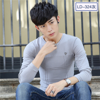 青少年长袖T恤韩版修身圆领纯色体恤2016秋季潮男打底衫学生卫衣