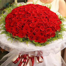 上海同城鲜花速递七夕圣诞节平安夜情人节礼物生日送花99朵玫瑰花