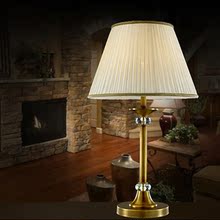 高档欧式全铜创意书房客厅卧室床头美式复古节能调光布艺装饰台灯