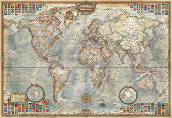 包邮EDUCA成人风景益智创意进口拼图1000片【迷你】世界地图16764