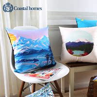 Coastal Homes 日式风格沙发抱枕 富士山彩绘装饰靠垫靠枕腰靠_250x250.jpg