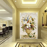 3D立体欧式油画花卉背景墙纸玄关壁画竖版客厅过道走廊壁纸墙布_250x250.jpg
