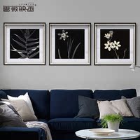 现代简约黑白花卉摄影客厅沙发背景墙书房卧室三联装饰画餐厅壁画_250x250.jpg