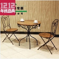 法美式复古餐桌铁艺咖啡酒吧桌椅折叠实木做旧桌椅组合吧台三件套_250x250.jpg