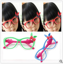 新款上市 儿童太阳镜 可爱兔子蝴蝶结装饰眼镜 框架眼镜 潮妞必备