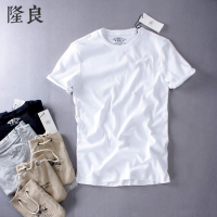 布袋包装1037 夏天纯色圆领短袖T恤男修身纯棉半袖简约基础半截袖_250x250.jpg