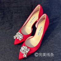 夏季韩版女鞋尖头高跟鞋单鞋细跟中跟水钻侧空绸缎新娘红色婚鞋_250x250.jpg