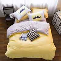 奥博妮 纯色全棉双拼色四件套简约床上用品纯棉床单被套素色4件套_250x250.jpg