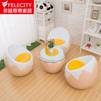 时尚创意鸡蛋椅个性蛋壳椅子休闲桌椅洽谈接待会客圆桌茶几蛋形椅