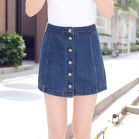 夏季韩版新款牛仔短裙女A字裙明星同款排扣高腰半身裙女大码显瘦_250x250.jpg