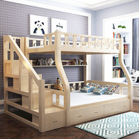 实木床高低床简约现代子母床带护栏儿童双层床上下铺床松木材质_250x250.jpg