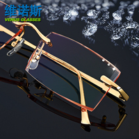切边眼镜男纯钛 无框近视眼镜超轻 商务金眼镜架配渐变色平光成品_250x250.jpg