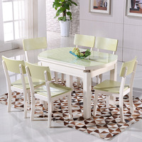 圆形餐桌椅组合实木可折叠得钢化玻璃一桌四六椅小户型家用桌餐桌_250x250.jpg