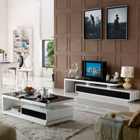 茶几简约 现代创意客厅黑白色钢化玻璃伸缩小户型 电视柜茶几组合_250x250.jpg