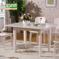 欧式餐桌椅组合韩式田园象牙白可折叠伸实木桌椅组合小户型饭桌_250x250.jpg