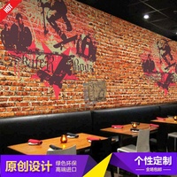 欧式复古红砖墙砖纹街头涂鸦大型壁画咖啡厅酒吧滑板鞋背景墙纸_250x250.jpg