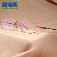 无框眼镜女 近视 超轻纯钛韩国钻石切边眼镜配防蓝光平光变色成品_250x250.jpg