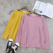 TABEESTYLE2016新款韩国东大门秋款韩版宽松镂空纯色长袖T恤