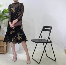 韩国新款小性感透视波点网纱上衣+花朵吊带裙两件套连衣裙套装