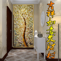 大型3D立体墙纸壁画客厅电视背景过道玄关发财树无缝墙布壁纸_250x250.jpg