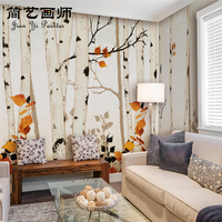 复古抽象树木森林墙纸无缝个性定制壁画卧室客厅电视背景墙无纺布_250x250.jpg