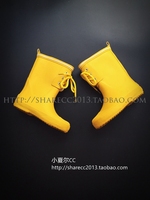 【特价】欧美日韩儿童天然橡胶雨鞋 经典小丸子款黄色系带中筒靴_250x250.jpg