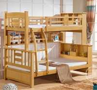 全实木 榉木双层床 书柜子母床 实木高低床 上下床儿童床_250x250.jpg