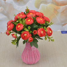 草篓假花仿真花塑料花客厅餐桌茶几摆件花艺小盆花陶瓷花盆小玫瑰