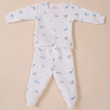 婴幼儿纯棉保暖内衣套装秋冬空气层宝宝衣服新生儿保暖衣0-6个月