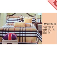 新款粗布床单三件套英伦格子被单枕套纯棉凉席双人2m床品礼品包邮_250x250.jpg