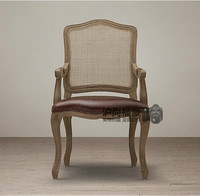 美式法式实木椅 复古做旧餐椅高端手工雕花编藤梳妆椅扶手休闲椅_250x250.jpg