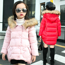 童装女童棉衣加厚2016新款韩版冬季保暖中长款外套儿童毛领棉袄潮