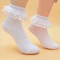 夏季网眼透气儿童袜子双重花边袜子女童公主蕾丝短袜演出舞蹈袜子_250x250.jpg