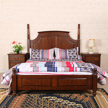 美式乡村实木床1.8米1.5米双人床 婚床2米圆柱小户型高箱床家具床