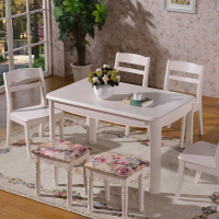 欧式实木餐桌椅组合 韩式田园小户型4人6人象牙白长方形饭桌特价_250x250.jpg