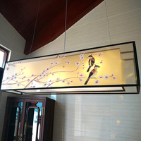 包邮新中式手绘吊灯仿古布艺长方形客厅餐厅茶室书房LED工程灯具_250x250.jpg