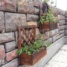 碳化防腐壁挂实木花盆木质挂壁花架墙壁装饰花篮种植箱个性创意型